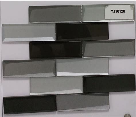 Gentle Grey and Black Glass Tile Perfect for Kitchen Backsplash or Bathroom, Color Sample ...