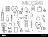 Hand Drawn Medicine Set Coloring Book Page Template Outline Doodle  sketch template