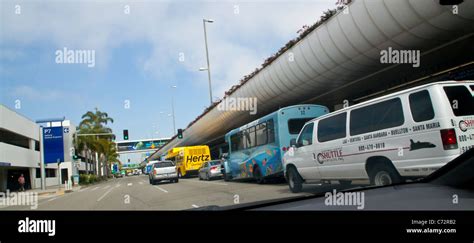 Shuttle buses at Los Angeles International Airport LAX at the arrivals ...