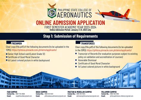 Online Admission Application Academic Year 2023-2024 - Philippine State College of Aeronautics