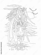 Cute Hand Draw coloring page With Brave Girl Warrior In Ancient Wild  sketch template