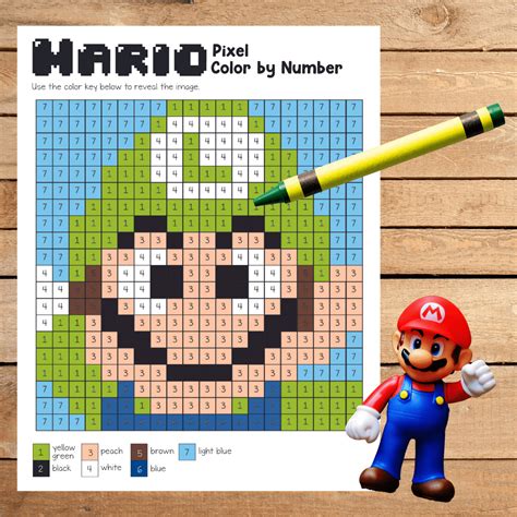 Super Mario Coloring Pages (Free Printable Pixel Color by Number) | Mario coloring pages, Super ...