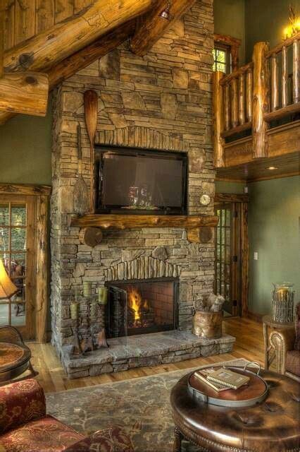 Pin by Jessica Britton on Favorite Places & Spaces | Cabin fireplace, Fireplace design, Rustic house