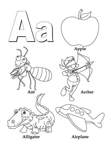 Letter A coloring pages of alphabet