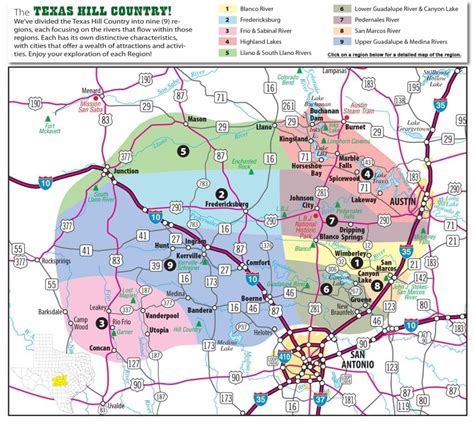 Texas Hill Country Map With Cities & Regions · Hill-Country-Visitor ...