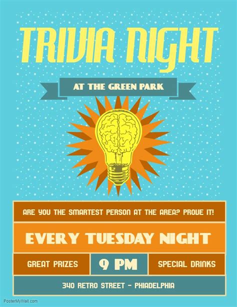 Cyan Trivia night flyer template Trivia Night Flyer, Trivia Poster ...