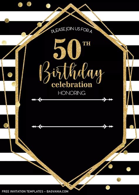 Black And Gold 50th Birthday Invitation Templates – Editable With M… | Birthday invitation ...