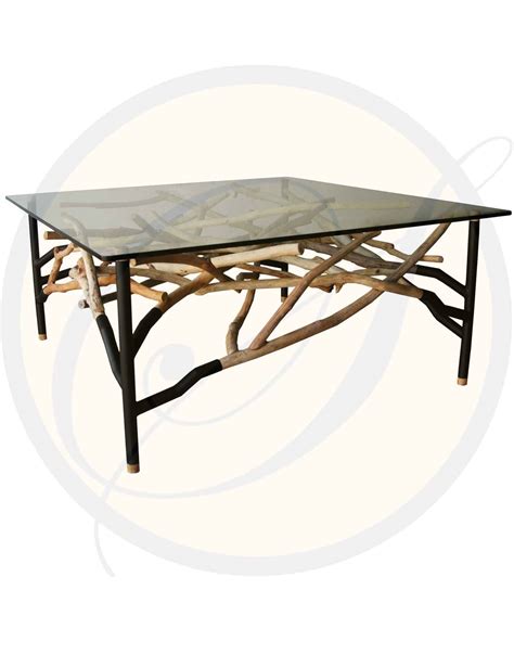 Driftwood coffee table | metal legs | tempered glass