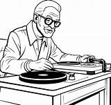 An Old Man Playing A record player coloring Page 50194829 Vector Art At  sketch template