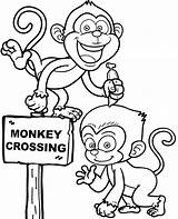 Monkeys coloring Page To Print monkey sketch template