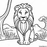 Majestic Lion In The Savannah Coloring Page  Pagescom sketch template