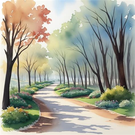 Premium AI Image | Watercolor painting of a park