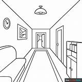 Easy Hallway In One Point Perspective Coloring Page  Drawing Guides sketch template