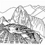 Machu Picchu Peru  Coloring Drawing Vector Illustration sketch template