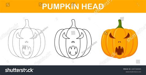 Pumpkin Halloween Tracing Coloring Worksheet Kids Stock Vector (Royalty ...