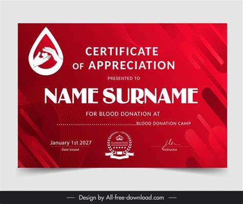 Blood donation certificate template contrast modern Vectors images graphic art designs in ...