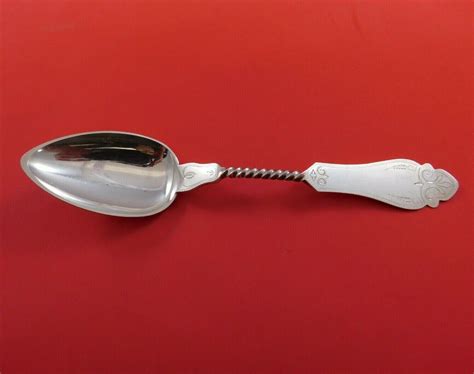 Duhme Sterling Silver Serving Spoon #1 Twist handle Bright-cut 8 1/2 ...