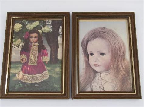 set framed photo prints, antique & vintage china dolls