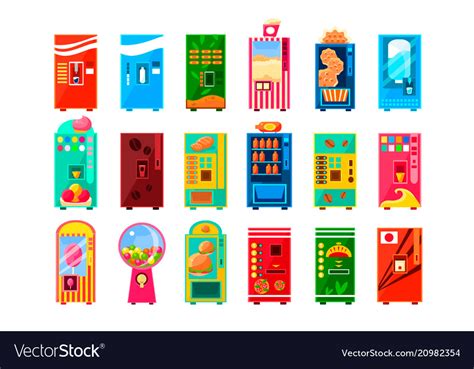 Food and drink vending machines design set Vector Image