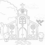 Church Coloring Page  Pages Mimi Panda sketch template