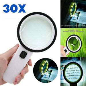 30X High Power Handheld Magnifying Glass Led Light Jumbo Illuminated ...