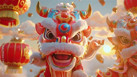Chinese zodiac sign ox appears in this 3D parade banner featuring cute baby cows performing the ...