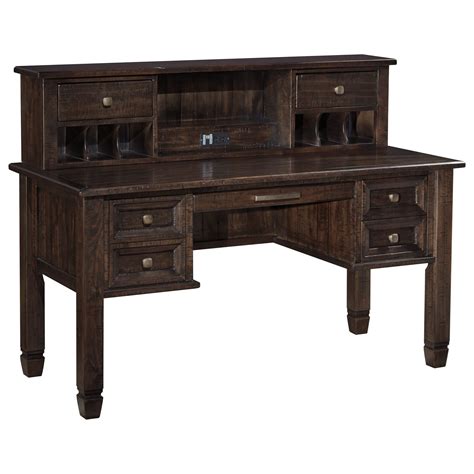 Signature Design by Ashley Townser Solid Pine Home Office Desk & Hutch with Power Strip ...