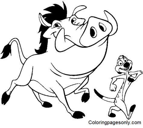 Timon And Pumbaa Are Scared Coloring Pages Printable | Images and Photos finder