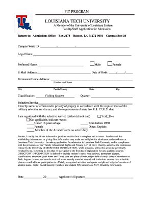 Louisiana Tech Application - Fill Online, Printable, Fillable, Blank | pdfFiller