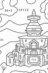 Buddhist Monastery In Himalayas coloring page ♥ Online sketch template