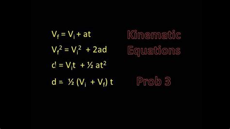 Kinematic Equations problem set 3 - YouTube