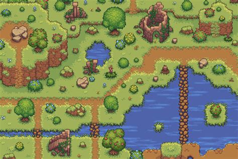 Grassland Top Down Tileset Pixel Art Download - CraftPix.net