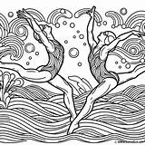 Synchronized swimming coloring Page Download Or Print For Free sketch template