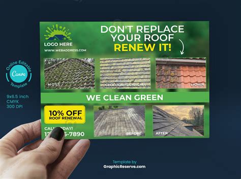 Roof Cleaning Postcard EDDM (Canva Template) in 2022 | Roof cleaning, Postcard design, Templates