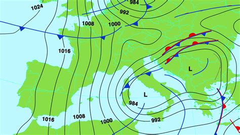 Animated Weather Forecast Map With Isobars, Cold And Warm Fronts, High And Low Pressure Systems ...