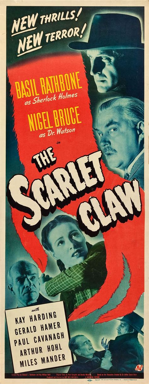 The Scarlet Claw (Universal, 1944) | Old movie posters, Movie posters ...