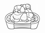 Cute Puppies Sleeping On Top Of Each Other A Dog Bed Cartoon Vector  sketch template