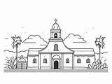 Charming California Mission Scene Coloring  Page sketch template