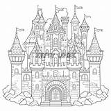 4 Castles Coloring For Adults And Children Printable Castle Turrets  sketch template