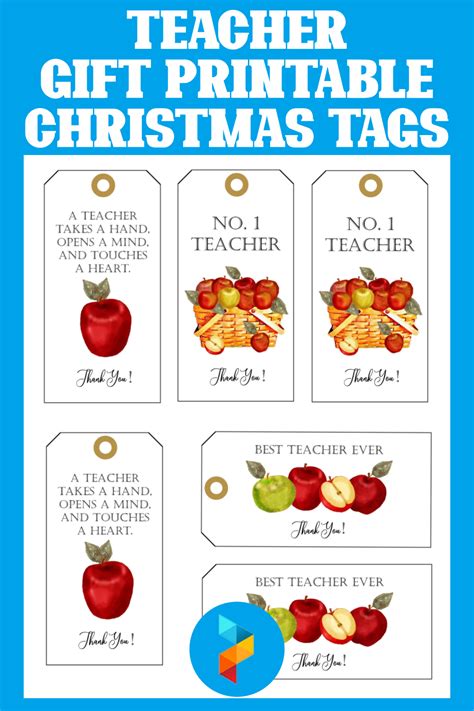 Teacher Gift Christmas Tags - 6 Free PDF Printables | Printablee