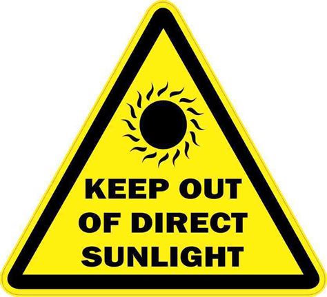 5.5in x 5in Keep Out of Direct Sunlight Sticker | Directions, Black ...