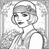 1920s Flapper Girl Coloring Page 54063 42772 sketch template