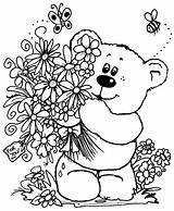 Teddy Bear Flower Bouquet Coloring Pages sketch template