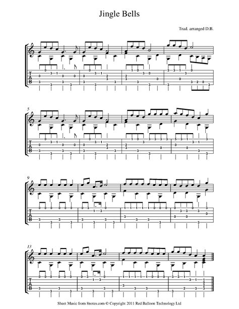 Jingle Bells Sheet music for Guitar - 8notes.com