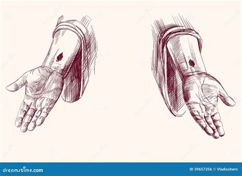 Mãos Da Mão De Jesus Christ Tiradas Ilustração do Vetor - Ilustração de ...