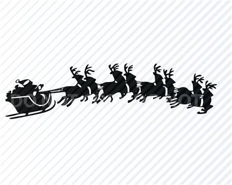 Santas Sleigh Christmas SVG Silhouette Vector Images Clipart | Etsy