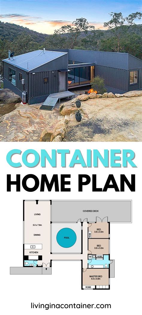 the container home plan is designed to look like it could be built on land