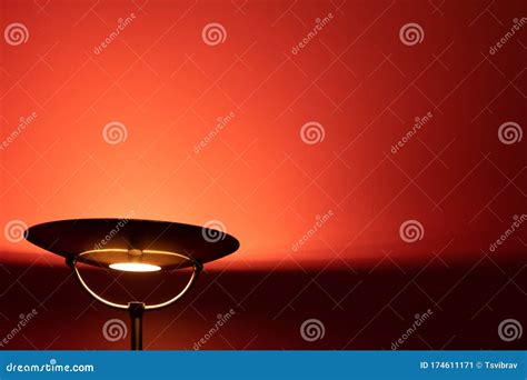 Metal Floor Lamp Lighting Red Wall. Stock Image - Image of space, metal ...