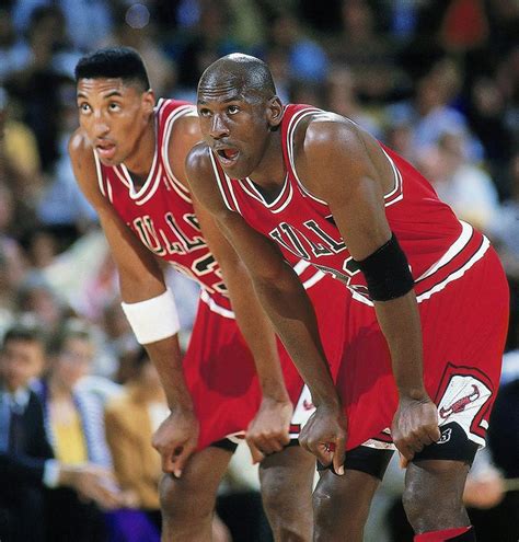 Michael Jordan and Scottie Pippen look on during Game 5 of the NBA ...