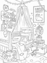 Aesthetic Cozy Bedroom Drawing  Printable coloring page For Kids And sketch template